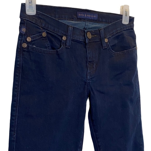 Rock & Republic Kasandra women's size 6 (28) dark wash low rise bootcut jeans - Picture 2 of 9